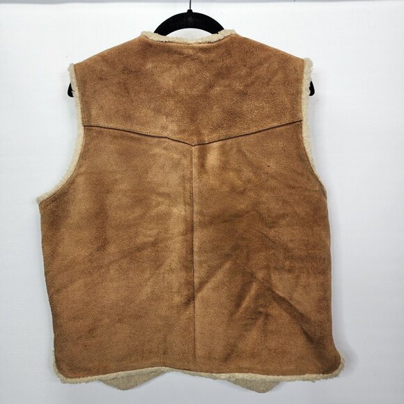 Vintage Genuine Suede Leather Sherling Western Vest Mens Rodeo Mens Medium - Picture 2 of 15